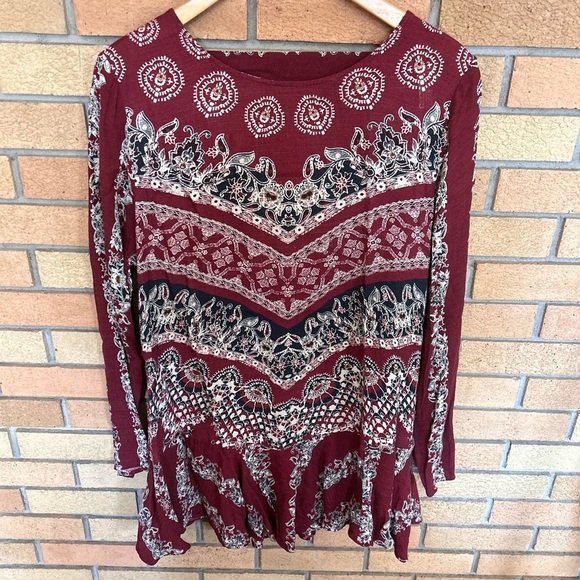 Free People Smooth Talker Tunic Mini Dress Women Floral Boho Chic Cottagecore - Picture 2 of 7